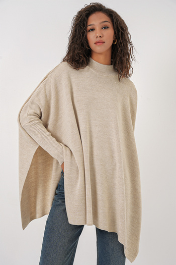 Bigdart 15783 Slit Poncho πουλόβερ - Μπεζ