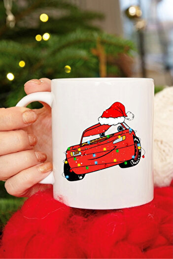 EFBUTİK White Mcqueen Car Christmas Mug