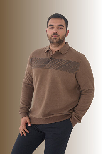 Maccali Ανδρικό μπλουζάκι Basic Plus Size Winter Oversized Mink Polo γιακά
