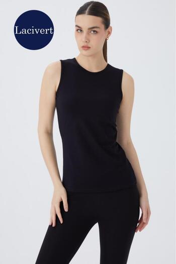 Almila Sleeveless Crew Neck Cotton Women's Body T-Shirt 2048