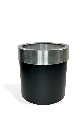 Nettenevime Vază decorativă cu centură neagră argintie - 26*24 din aluminiu inoxidabil
