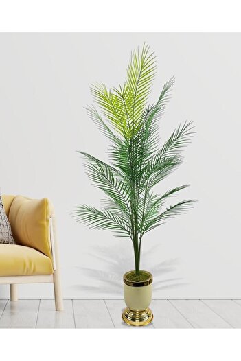 Nettenevime Τεχνητό δέντρο Areka Tree Salon Plant Cream Gold σε μεταλλικό βάζο 130 cm 12 φύλλα