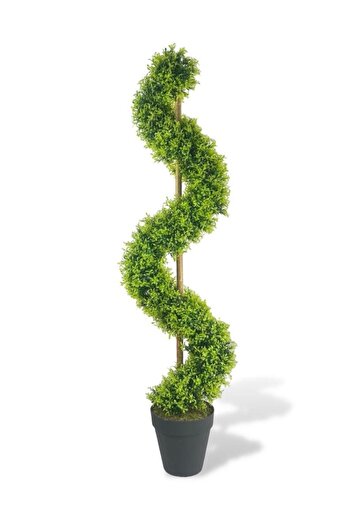 Nettenevime Yapay Ağaç Spiral Şimşir Ağacı İnce Yapraklı 160cm Bambu Saplı Salon Bitkisi Düz Yeşil