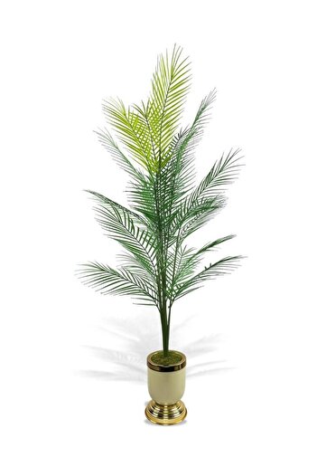 Nettenevime Τεχνητό δέντρο Areka Tree Salon Plant Cream Gold σε μεταλλικό βάζο 130 cm 12 φύλλα