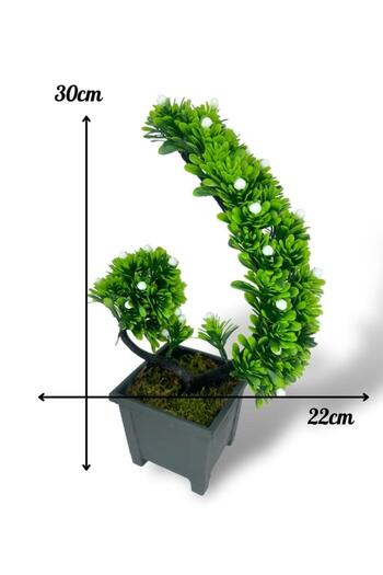 Nettenevime Artificial Flower Bonsai Tree White Oblique Model Decorative Artificial Tree Bonzai 30*22cm in Black Square Pot