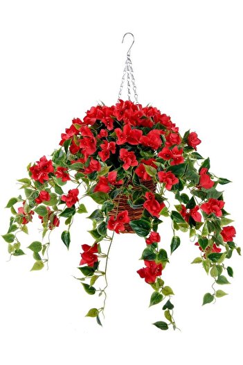 Nettenevime Artificial Flower Pendulum in Basket Bougainvillea Basement Flower Basket Red