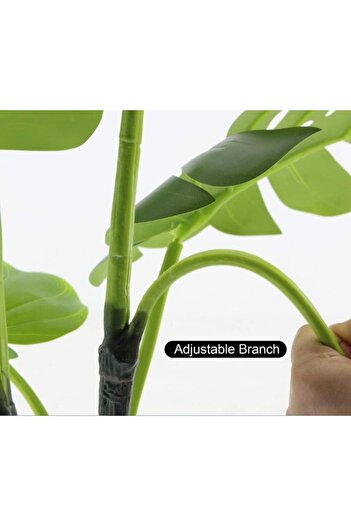Nettenevime Yapay Çiçek Monstera Deve Tabanı Siyah Saksılı Salon Çiçeği 12 Yaprak