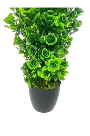 Nettenevime Yapay Çiçek Siyah Saksıda Güllü Yeşil Şimşir Ağacı 55cm