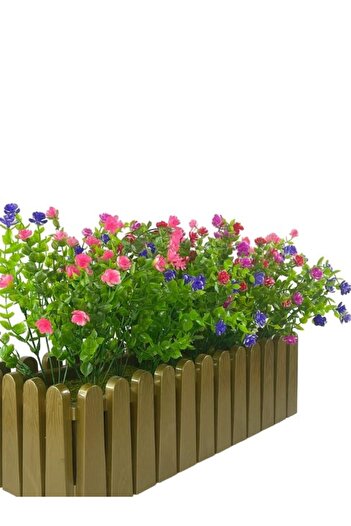 Nettenevime Yapay Çiçek Dore Gold Çit Balkon Saksısı Renkli Mineli Şimşir Çiçekli 55*35cm