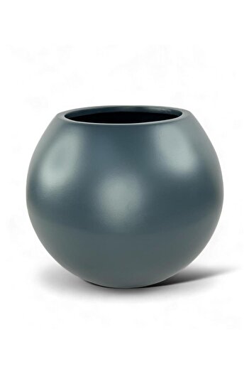 Nettenevime 30*30cm Fiberglass Anthracite Flower Pot - Globe Round Ball Vase Decorative