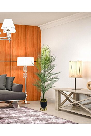 Nettenevime Τεχνητό δέντρο Areka Tree Hall Plant Μαύρο Χρυσό σε Μεταλλικό Βάζο 130 cm 12 Φύλλα