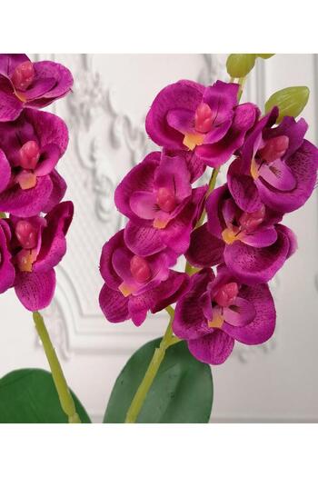 Nettenevime Artificial Flower Wooden Log Potted Fuchsia Mini Artificial Orchid Decorative Gift