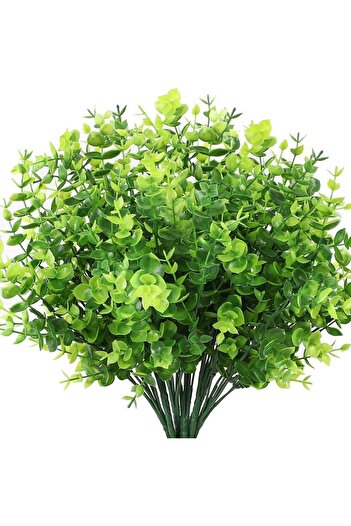 Nettenevime 10lu Set Yapay Çiçek Şimşir Demet Garnitür Yeşil Aradal Dekoratif Yapay Bitki