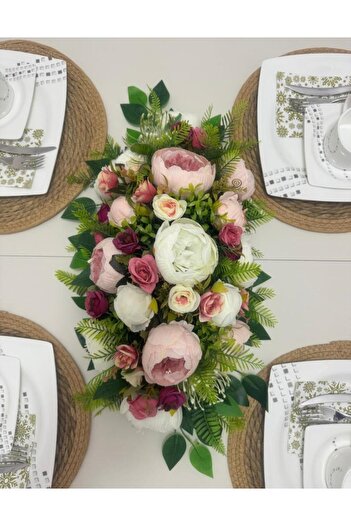 Nettenevime Artificial Flower Dining Table Flower Pink Peony and Rose Artificial Table Flower