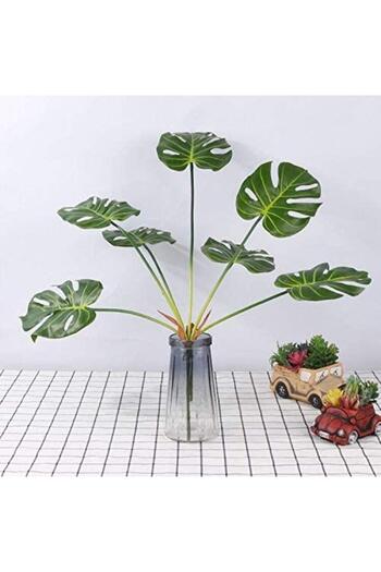 Nettenevime Yapay Çiçek Monstera Yaprağı Yeşil Renk 7 Başlı 7 Kafalı Yapay Yaprak
