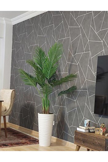 Nettenevime Yapay Ağaç Areka Ağacı Beyaz Uzun Kumsal Vazoda Palmiye Ağacı Yapay Areka 190cm