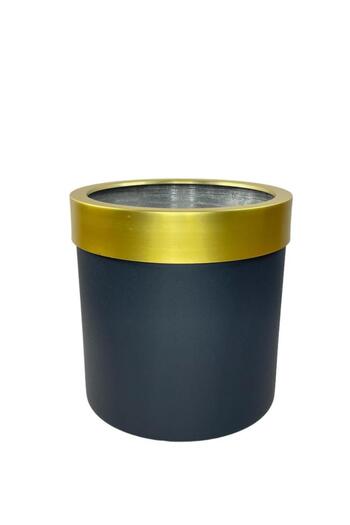 Nettenevime Stainless Aluminum Material - Decorative Black Vase with Gold Belt, 26*24