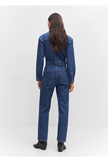 MANGO Woman Yakalı Denim Tulum