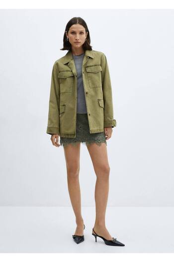 MANGO Woman Cotton shirt jacket with pockets on the chest