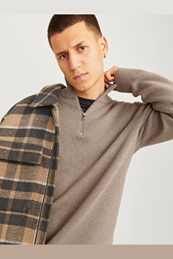 Jack & Jones Men's Sweater - Premium Jprccmılano, 100% Cotton, Relaxed Fit, Stand Collar Pullover 12259664