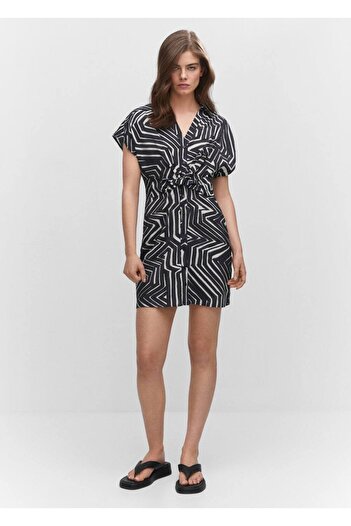 MANGO Woman Tropical Shirt Collar Dress