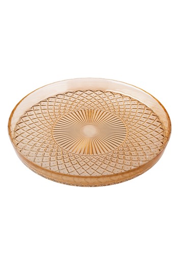 Byblos Glass Serving Dish For Sweets Chocolate And Fruits Multi-Use size 35 Cm Depth 5 Cm