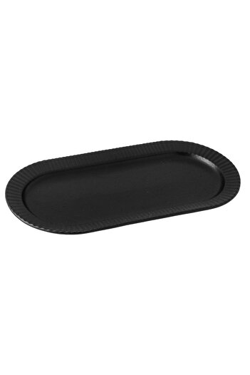 Dania Black Oval Porcelain Service Plate 51 Cm