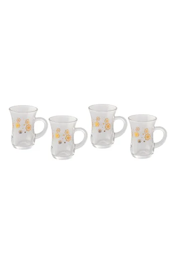 Dania 4-Piece Tea Cup Set Clear/Gold 6x6x9cm