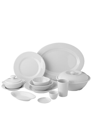 cc bin shihon 80 Piece Melamine Dinner Set Plain White Suitable for Everyday Use Microwave and Dishwasher Safe