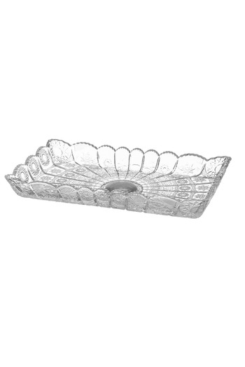 Güzel A multi-use glass serving dish for sweets, fruits and nuts, size 35*20 cm