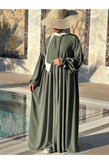 Bayram Giyim Medina Silk Robe Ferace Pistachio Green