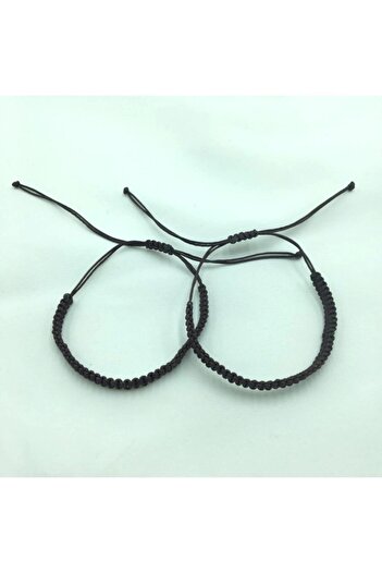 Tralles Takı Double Macrame Braided Dark Brown Bracelet
