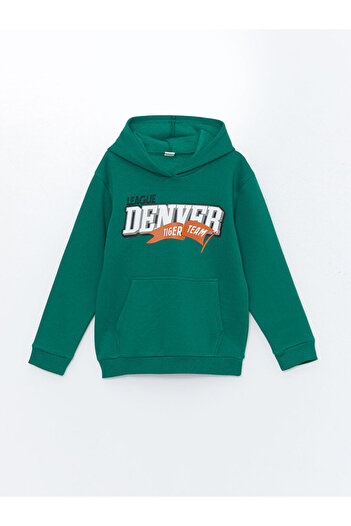 LC Waikiki LCW Kids Green Hooded Boys Χοντρή φόρμα αθλητικής φόρμας