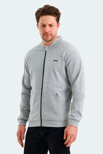 Slazenger Vlad Men's Zippered Gray Sweatshirt with Pockets