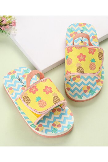Babyoye Flip Flop with Back Strap Closure Floral & Pineapple Print - Multi Color