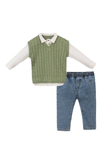Necix's Shirt Knitwear Baby Boy Double Set