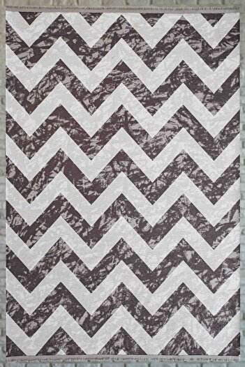 Oriente Home Geometric Gray Anthracite Chenille Machine Washable Fringed Non-Slip Base Living Room Carpet 7824