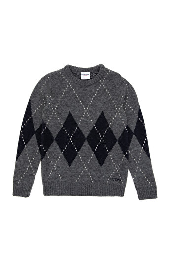 U.S. Polo Assn. Erkek Çocuk Açık Gri Melanj Bisiklet Yaka Kazak 50295513-VR091