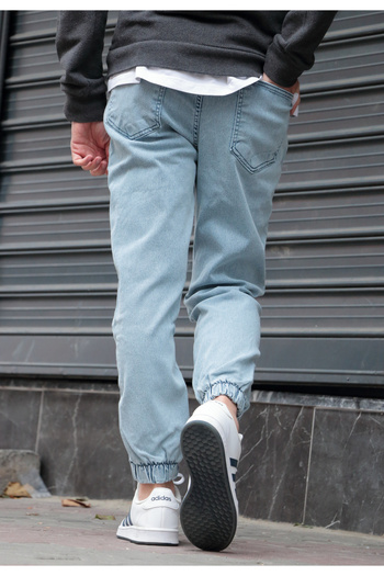 green poll Ανδρικό τζιν Jogger – Ice Blue, Ελαστική μέση & πόδι, πλενόμενο τζιν