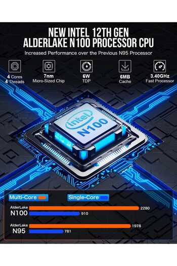 GMKtec NucBox G2 Desktop Ultracompact Mini PC Windows 11 Pro Intel 12th Alder Lake N100 12GB DDR5 512GB SSD