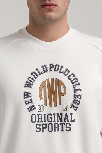 NEW WORLD POLO Crew Neck Ecru Slim Fit Sweatshirt 24Fwm60187