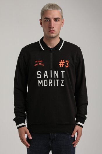 NEW WORLD POLO Crew Neck Black Slim Fit Sweatshirt 24Fwm60207
