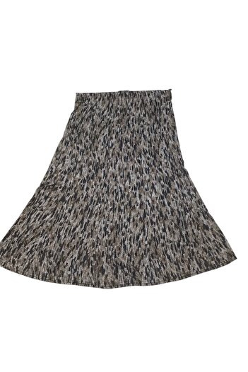 ECE GİYİM Women's Patterned Waist Elastic Eight Pieces Thick Winter Skirt