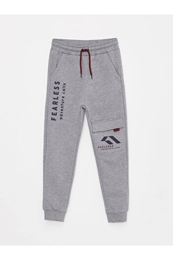LC Waikiki Lcw Kids Grey ελαστική μέση με στάμπα για αγόρια Jogger Sweatpants