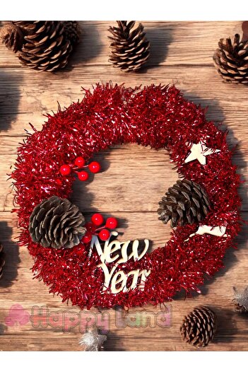 Happyland New Year's Red Metallized Ornate Garland Door Ornament 27 cm