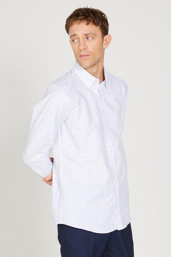 ALTINYILDIZ CLASSICS Πουκάμισο Slim Fit με κρυφό γιακά με κουμπιά καρό 100% βαμβάκι