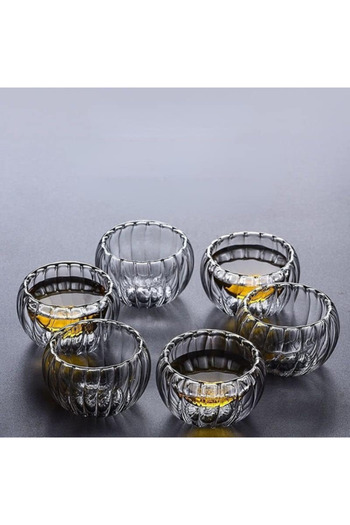 BirTıKHome 6 Pieces Double Walled Mini Bowl Set Turkish Delight Bowl Dragee Sugar Bowl Snack Bowl Sauce Bowl Jam Bowl Glass Bowls