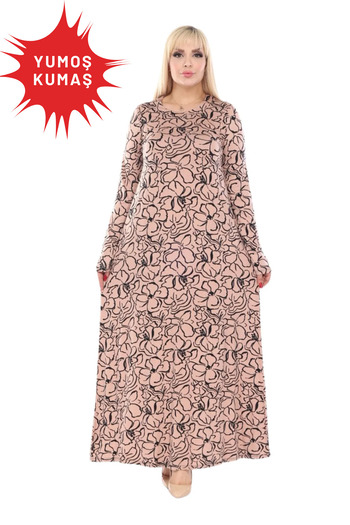 MELSAY Women's Winter Soft Fabric Mink Flower Pattern Large Size Dress
