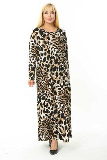 MELSAY Women's Winter Soft Fabric Tiger Pattern Large Size Dress