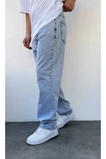 La Bjorn Men's Blue Baggy Jeans